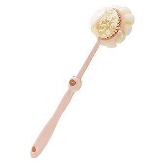 Bath Back Brush and Shower Brush, Long Handle 2 in 1 Soft and Stiff Bristles, Curved Scrubber for Wet and Dry Use