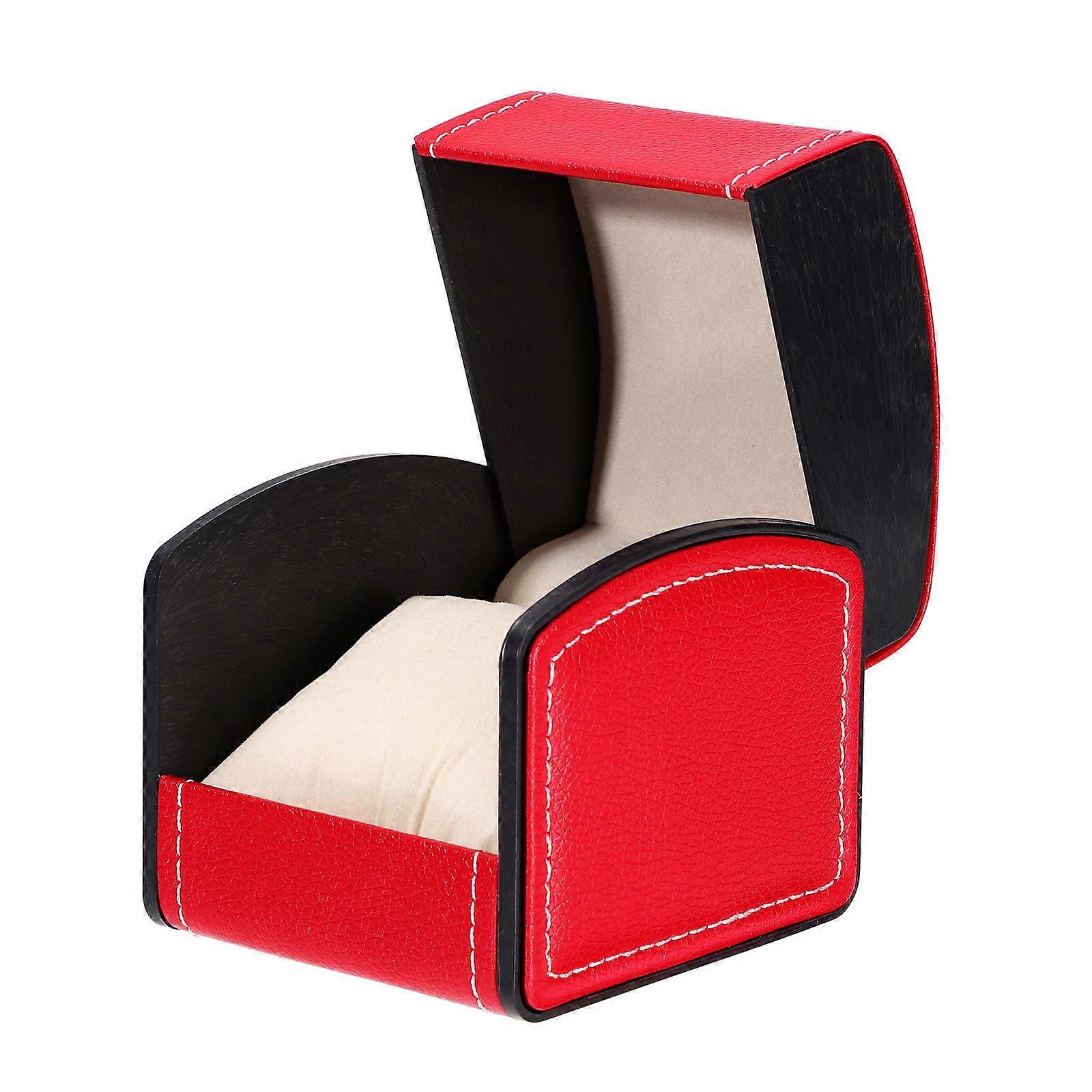 Red Watch Box Clamshell Gift Case PU for Storing 1 Watch