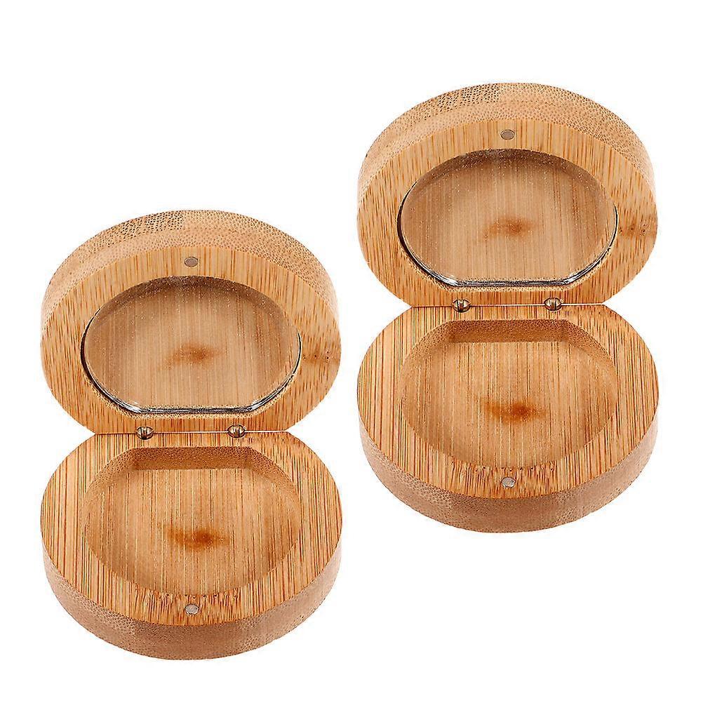 Folding Compact Mirror Wooden Makeup Mirror for 2Pcs Lightweight Use