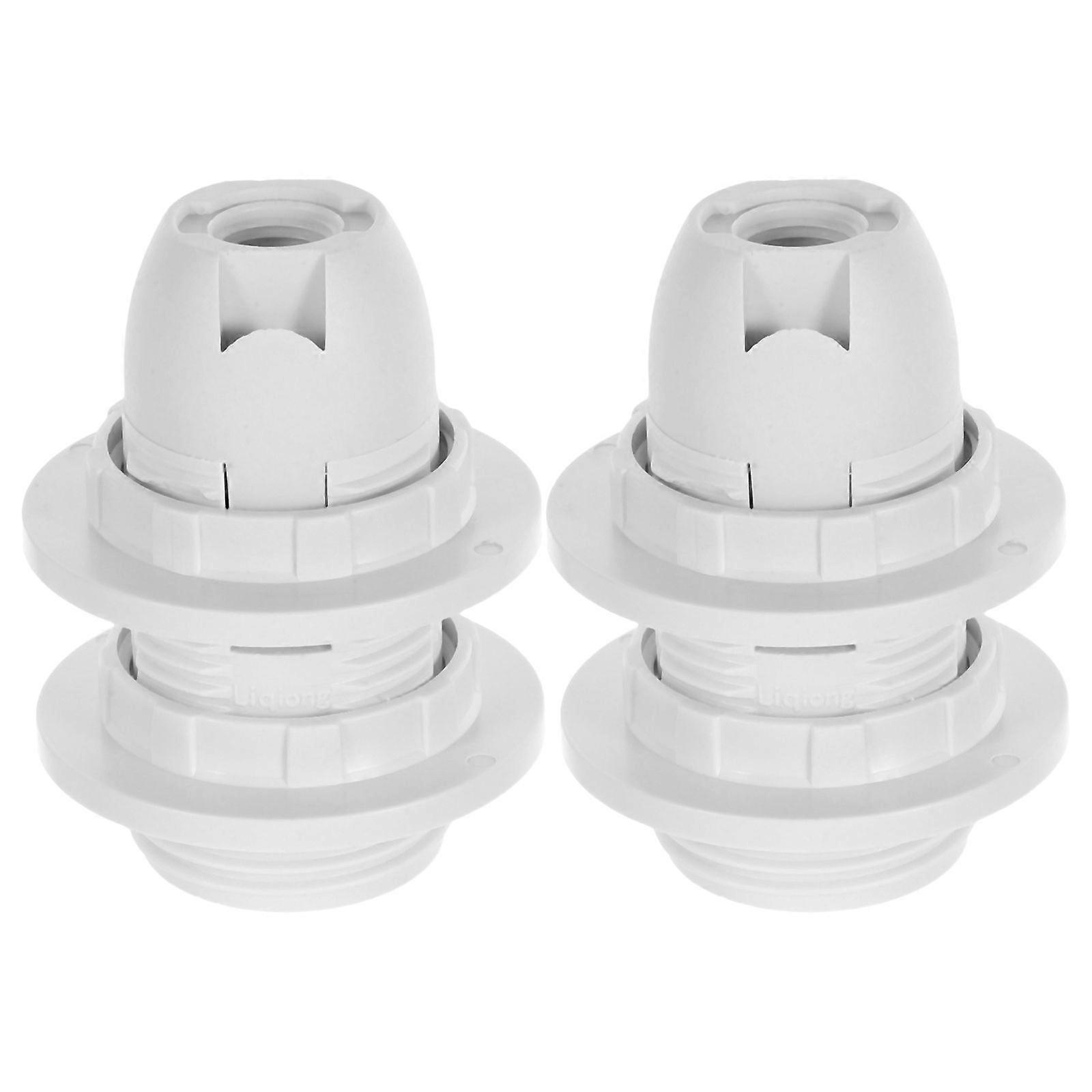 2pcs E14 Full Thread Lamp Holder Socket For Table Floor Light White Plastic Light Bulb Holder Replacement Household Snap Socket