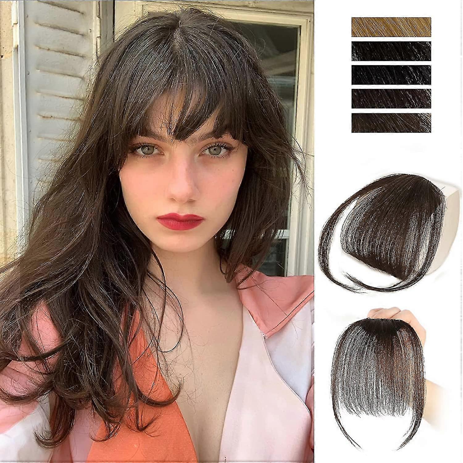 Franja desfiada com presilha, aplique de cabelo 100% humano, 30 cm (12 polegadas), para mulheres.