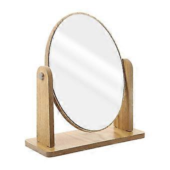 Creative Swivel Makeup Mirror Wooden Tabletop Vanity Mirror for Women