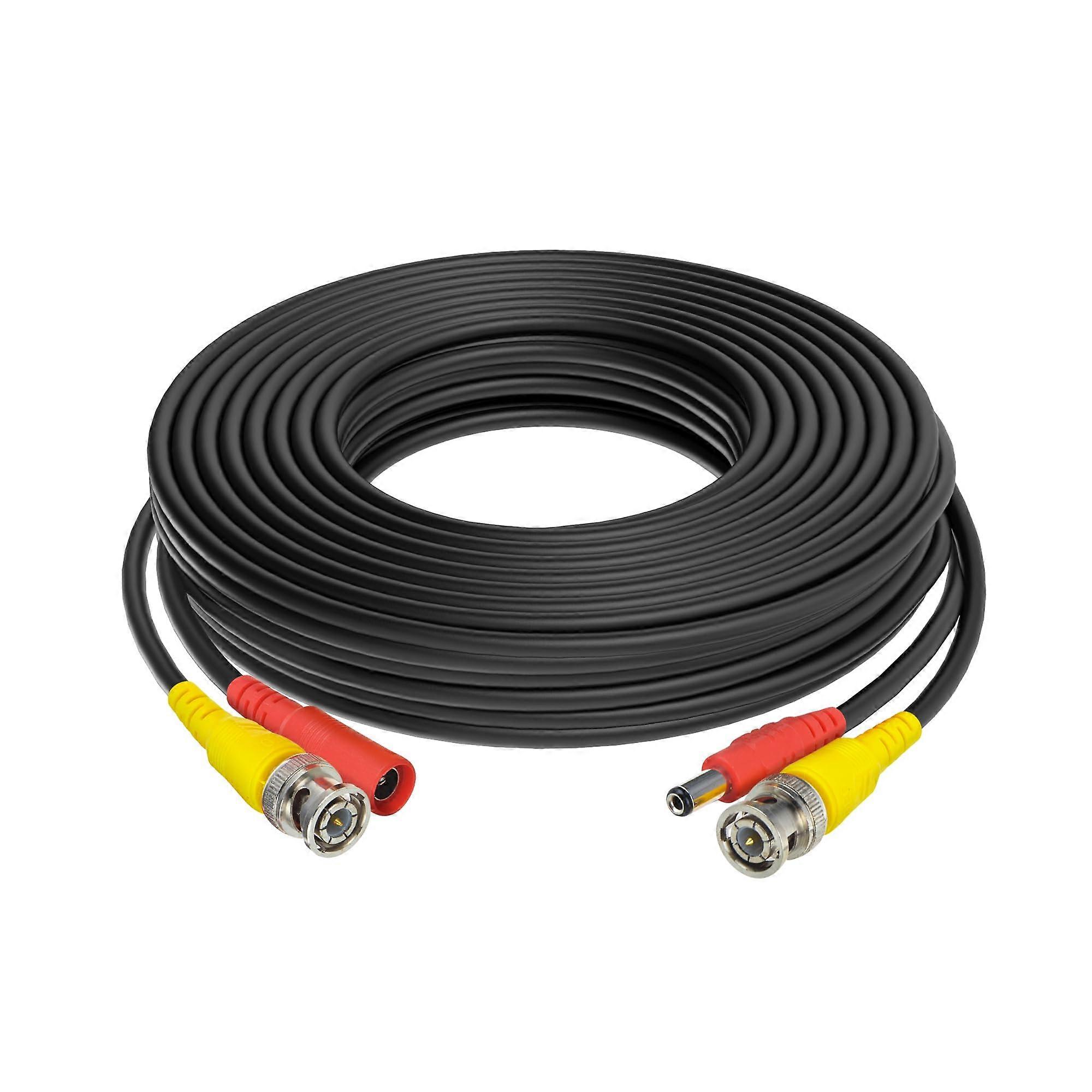 25ft Black CCTV BNC Video Power Cable for DVR Surveillance Security Camera System