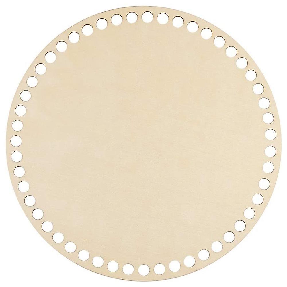 20cm Natural Wooden Basket Bottom with Hole, Circle Wood for DIY Knitting Crochet Bag Bottom Shaper