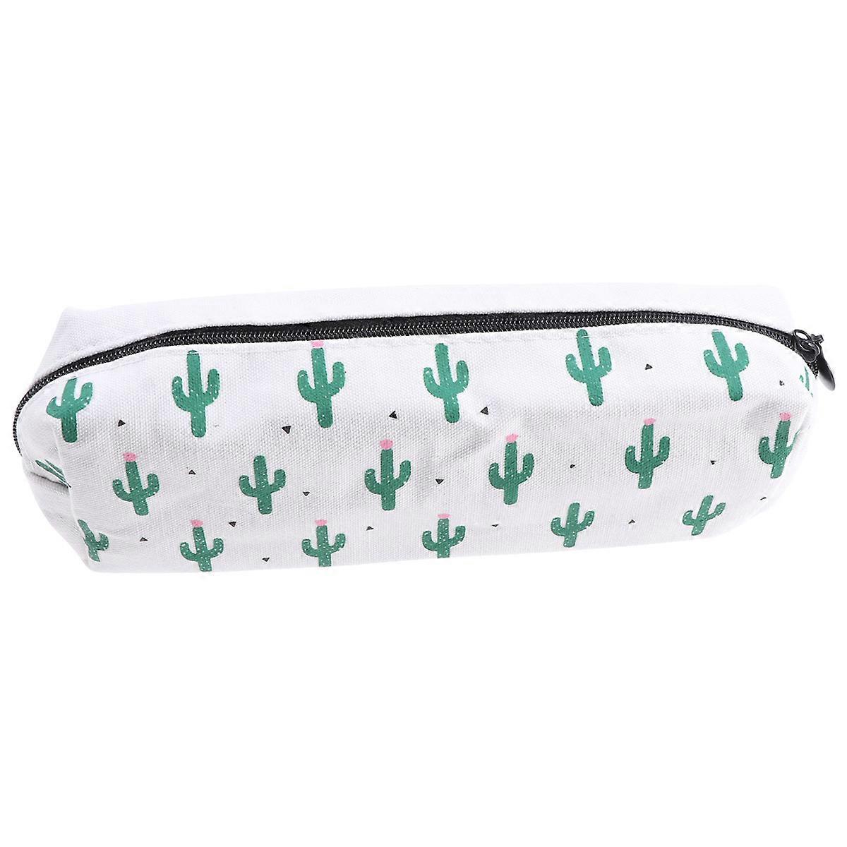 Canvas Pencil Case with Cactus Pattern for School Use 2Pcs Pencil Box