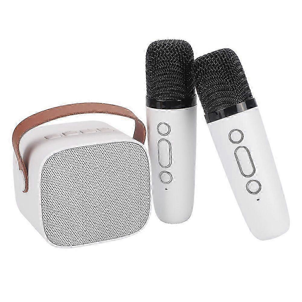 Microphone Karaoke Machine with 2 Wireless Microphones White