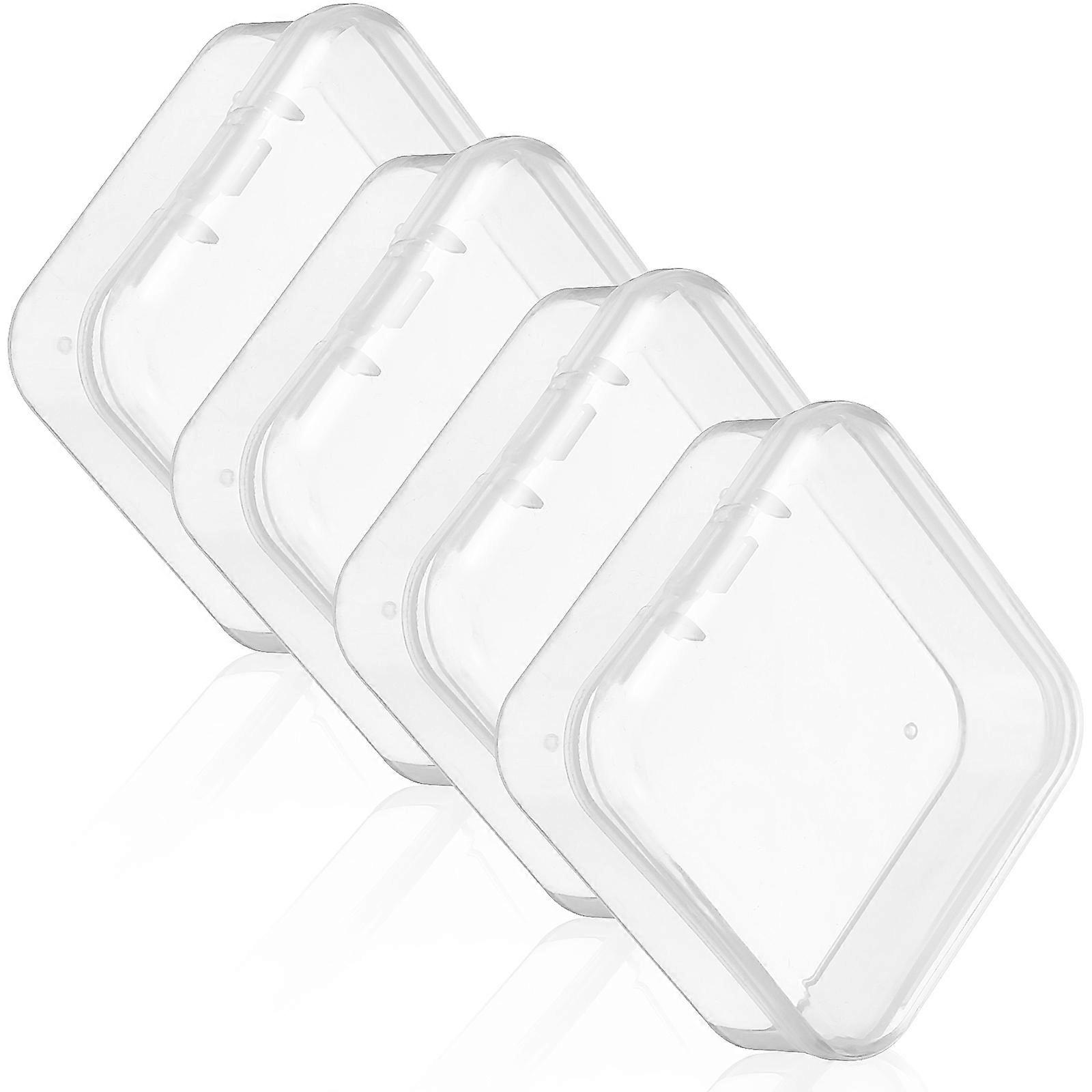 Plastic Square Storage Box for Storage 4Pcs Transparent Boxes with Lid