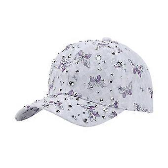 Baseballkappe mit verstellbarem Verschluss hinten, Schmetterlingsdesign, gebogenem Schirm, Sonnenschutz und Schnürung.