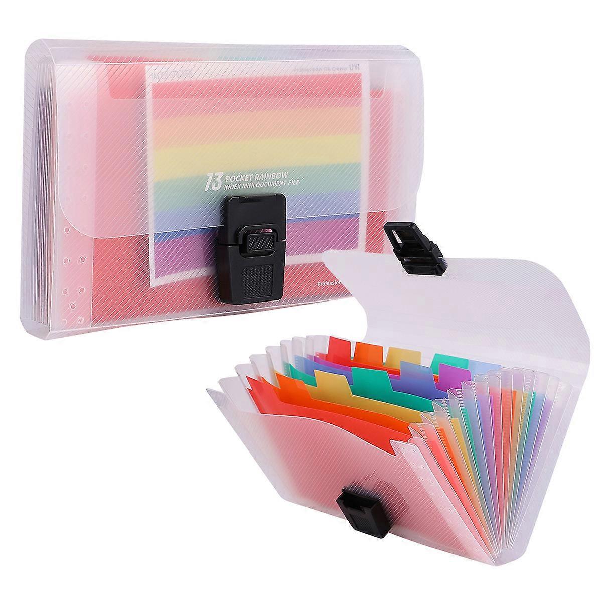 Folder Bag Document Folder for Storage 2Pcs Portable A6 Rainbow Colors