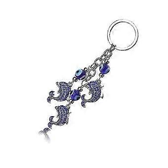 Dolphin Keyring Rhinestone Pendant for Decoration 1Pcs Blue Alloy