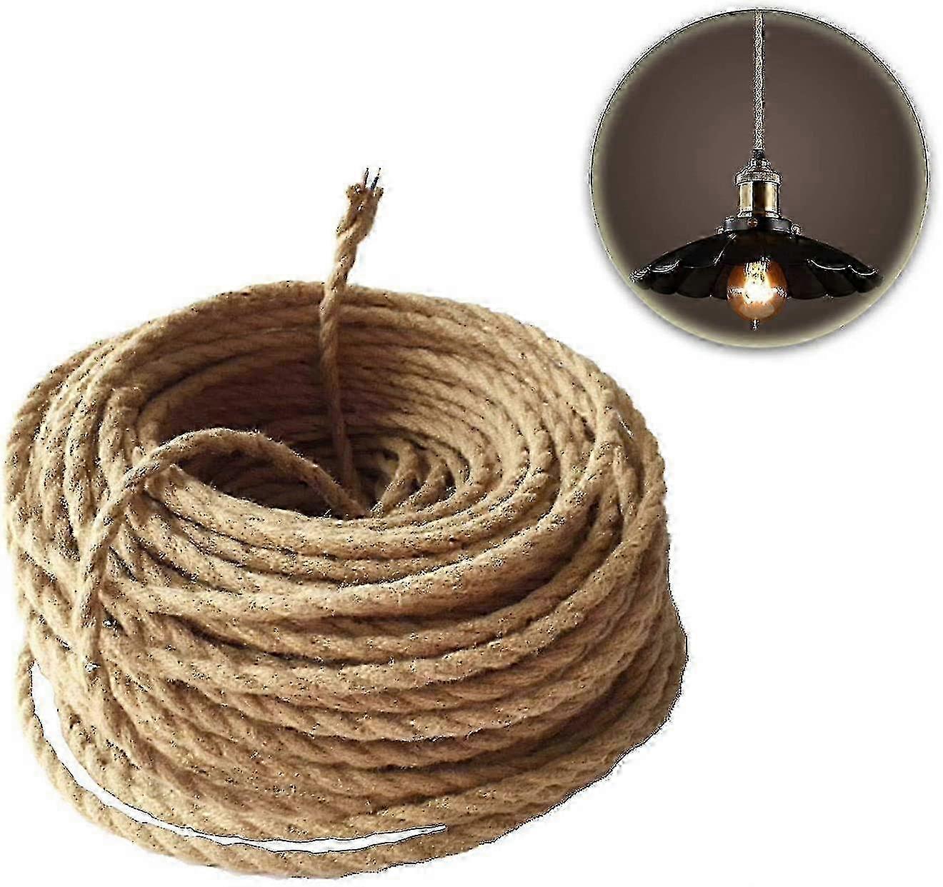 Twisted Braided Electrical Wire 2 Core Hemp Rope for Ceiling Lamp 5M