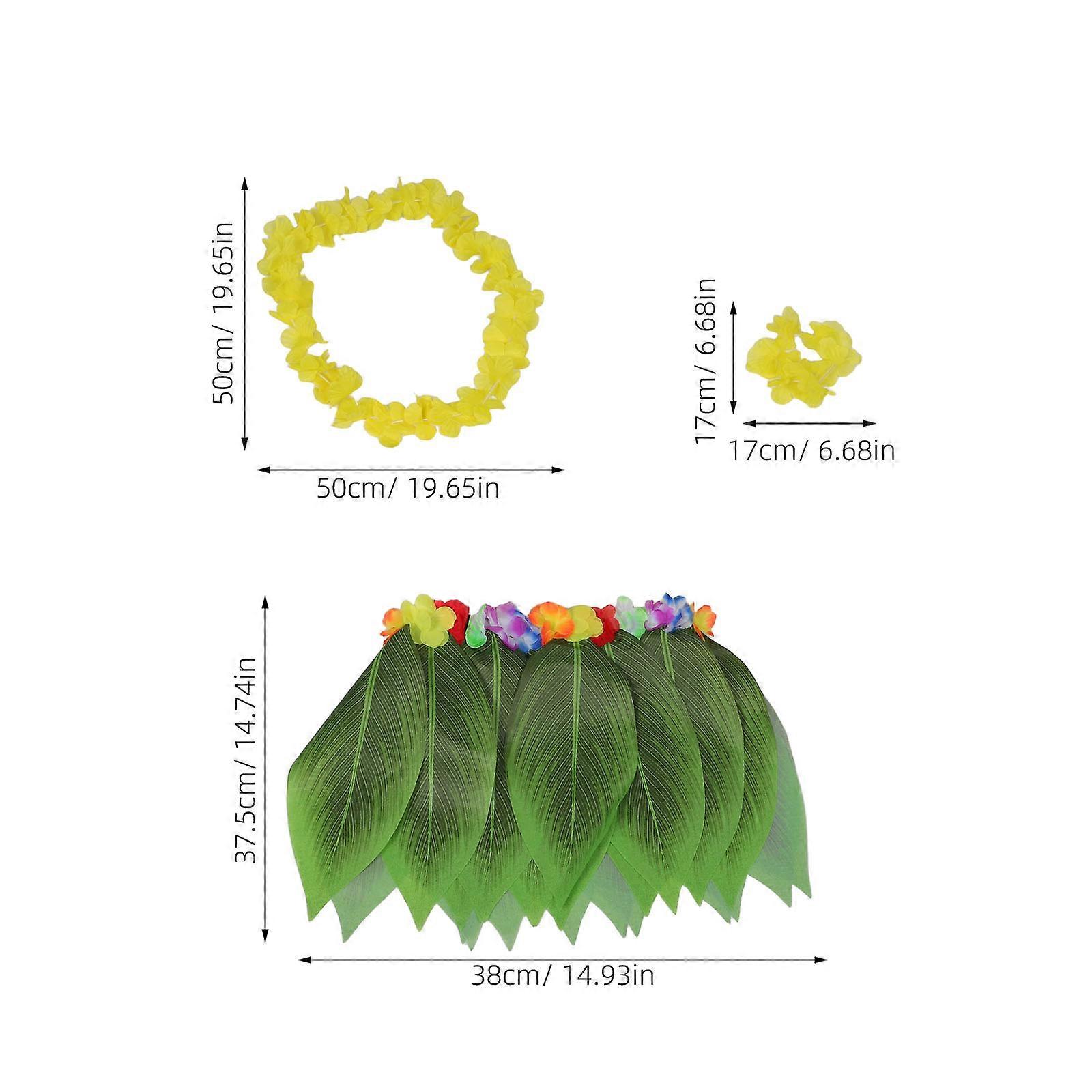 1 Conjunto de Roupas Havaianas: Luau Flores Folhas Saias para Mulheres Vestido Roupas Tropical Grama Saias para Festa na Praia Favores