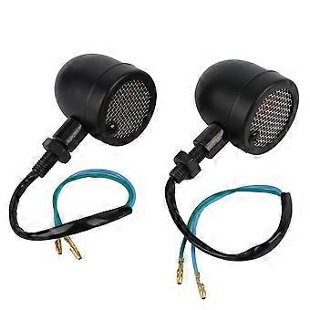 2stk motorcykel LED blinklys lampe 12V vintage gul lys sort shell modifikation universal