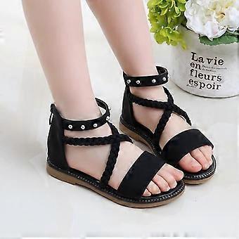 KJEHOME Meisjes Sandalen Romeinse Stijl Zachte Antislip Zool - Zwart