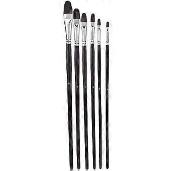 6Pcs Painting Brush Weasel Hair Birch Handle Gouache Watercolor Drawing Pen Art SuppliesOdd Number Set