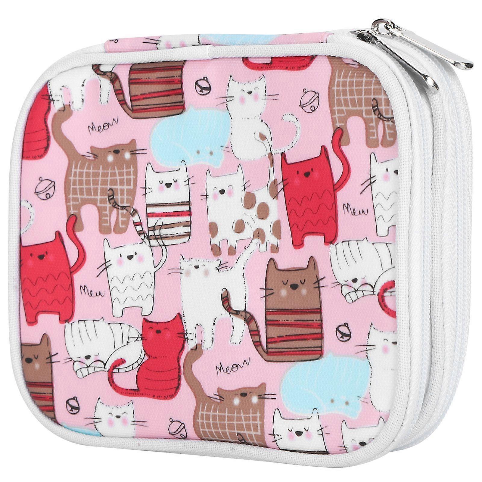 Knitting Tools Storage Case Double Layer Crochet Hook Zipper Bag with Mesh Pockets