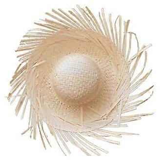 Festive Mexicanos Sombrero Hat, Colorful Photo Props Hawaiian Styles Hat with Ripped Brim Straw Hat rose Red a