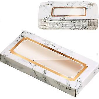 24 Pieces Empty Eyelashes Packaging Paper Eyelash Box Eyelash Holder Case Marble Design Eyelashes Container For False Eyelash Care Cosmetic Tools (whi