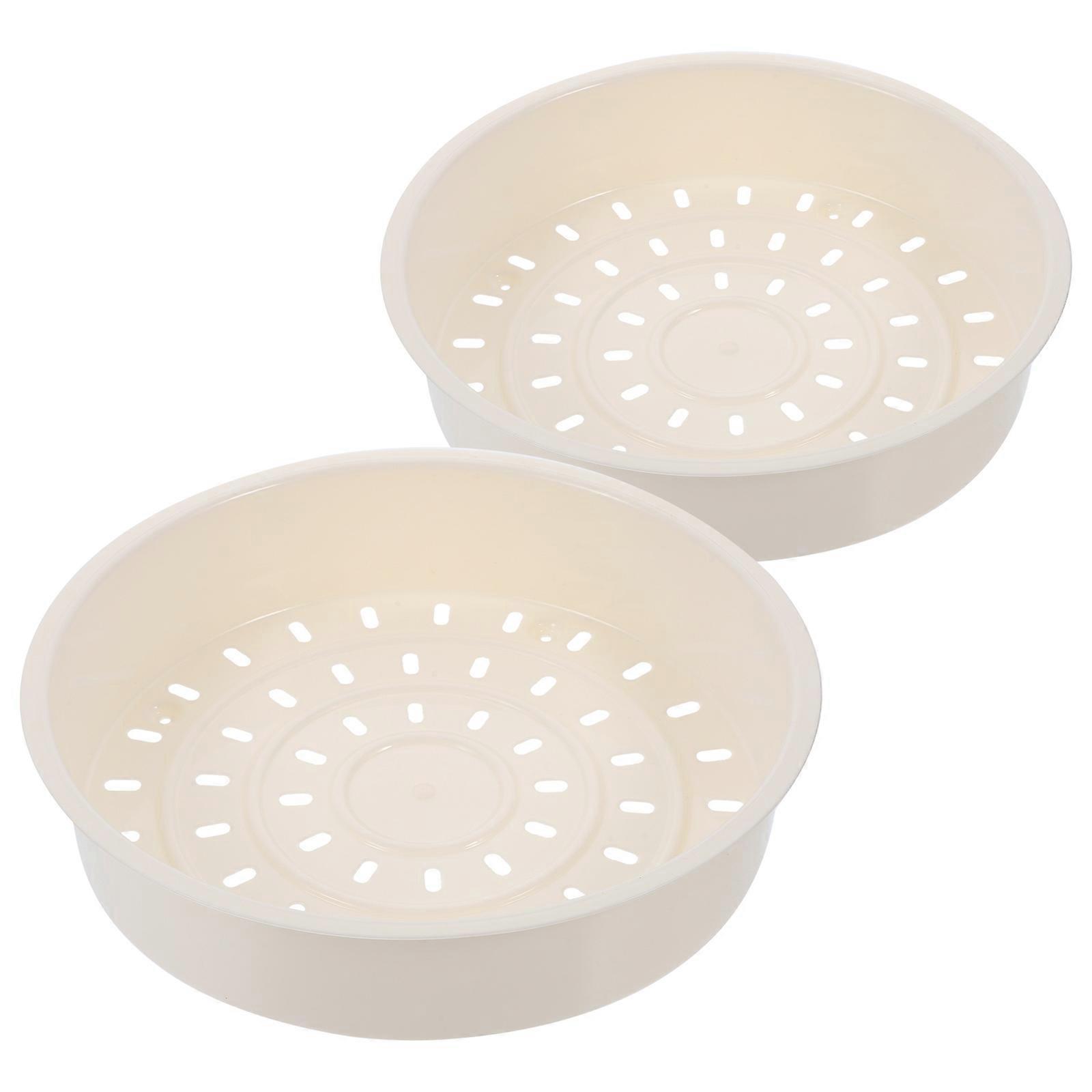 Vegetable Steamer Multi-Functional Steamed Rack Kitchen Use White 3L Quick Draining Practical 2Pcs