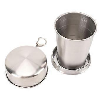 Collapsible Travel Cup Stainless Steel Folding Mug with Keychain for Camping Hiking Fishing 240ml
