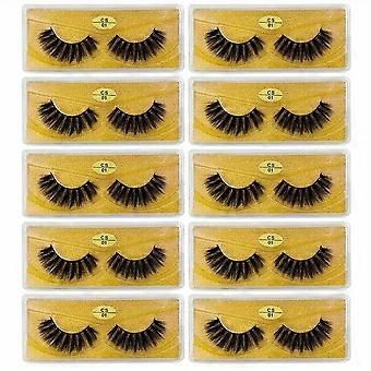 10 Pairs 3D False Eyelashes, Natural Fluffy Wispy Design, Soft Thick Fake Lashes for Everyday Wear