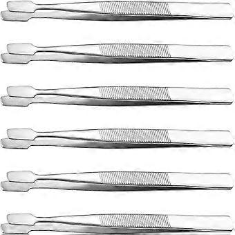 Eyelash Clamp Stainless Steel Stamp Tweezers for Precision Use 6Pcs