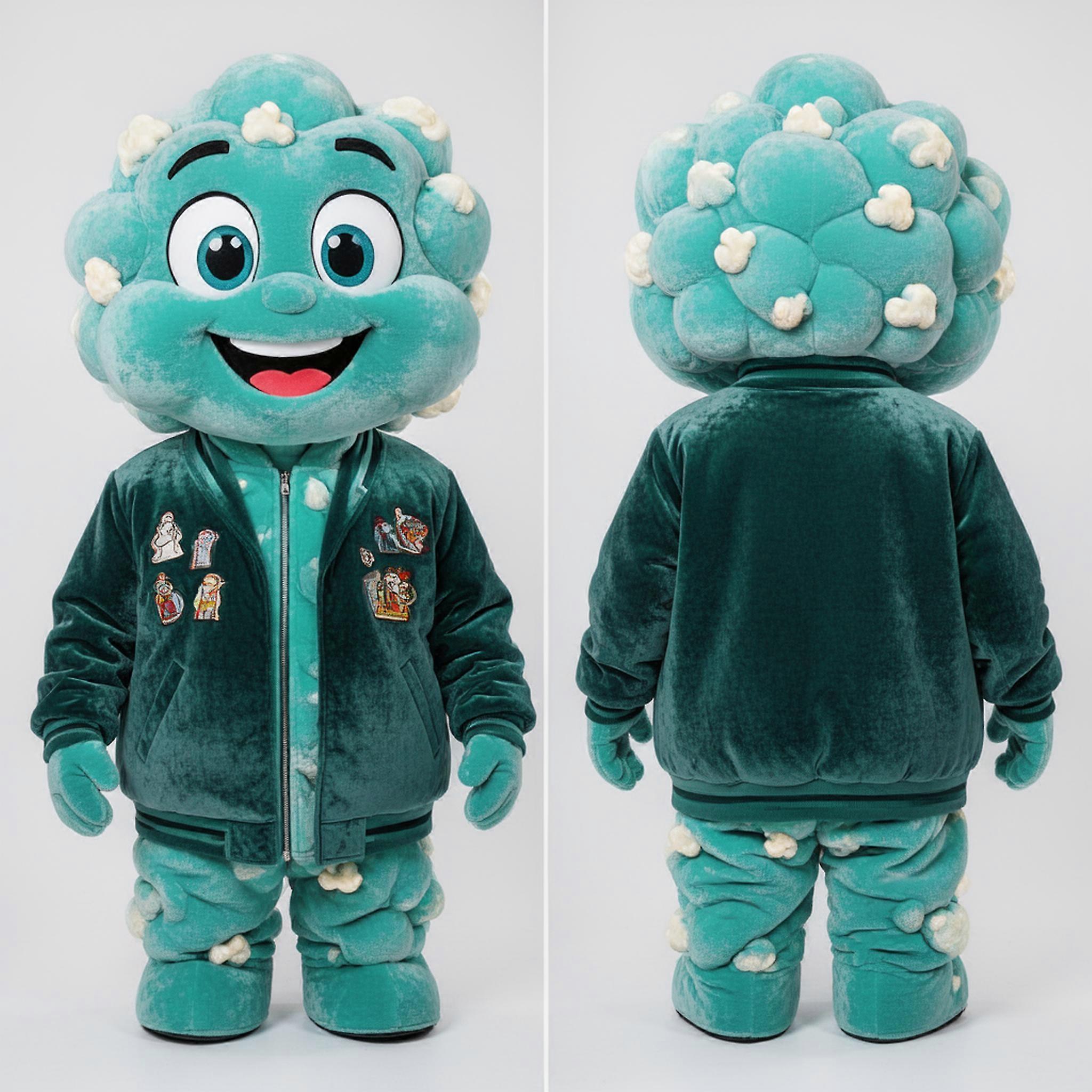 MASTICOT Teal Velour Cartoon Pop Corn Mascot