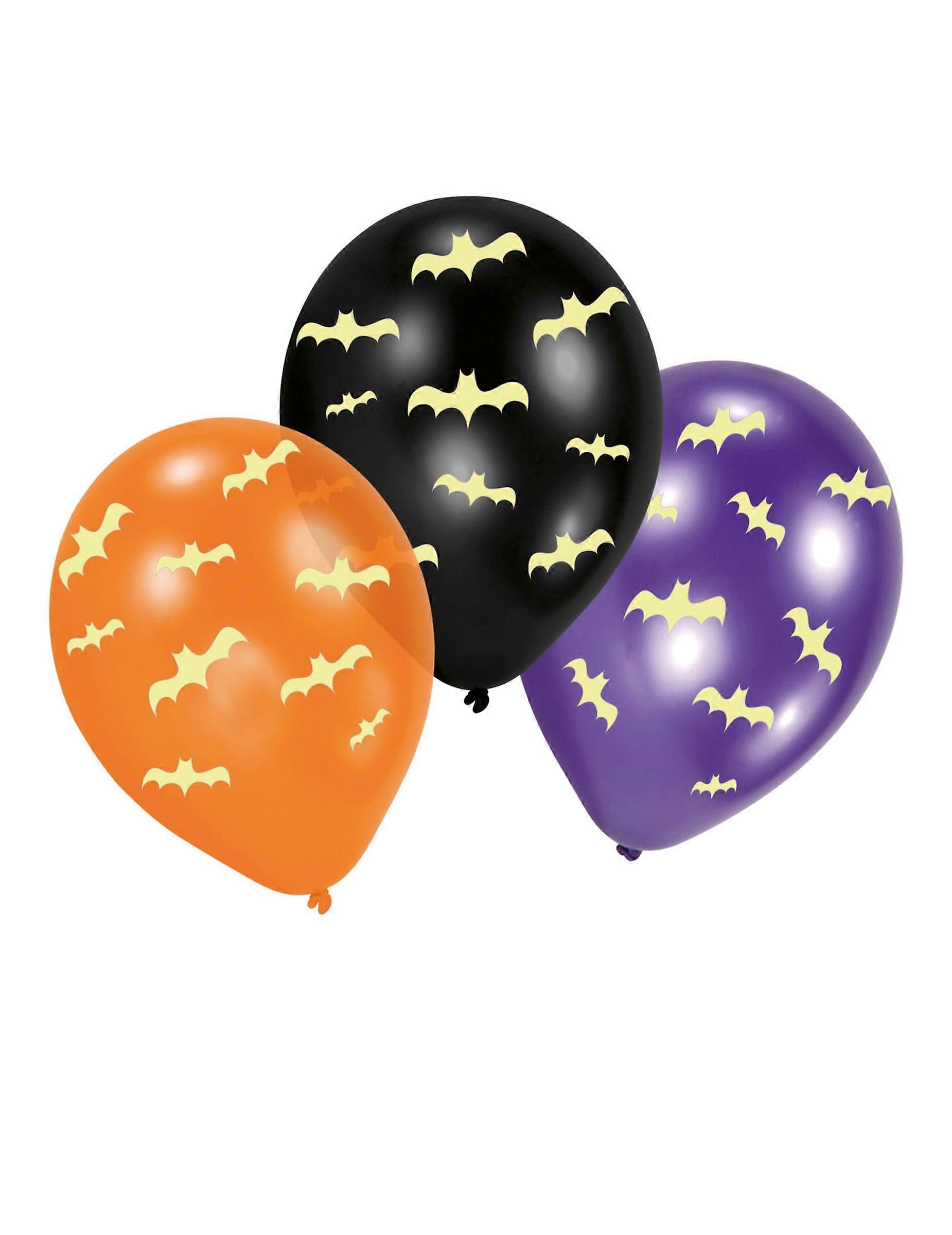 6 Phosphorescent Bat Latex Balloons 27.5 cm