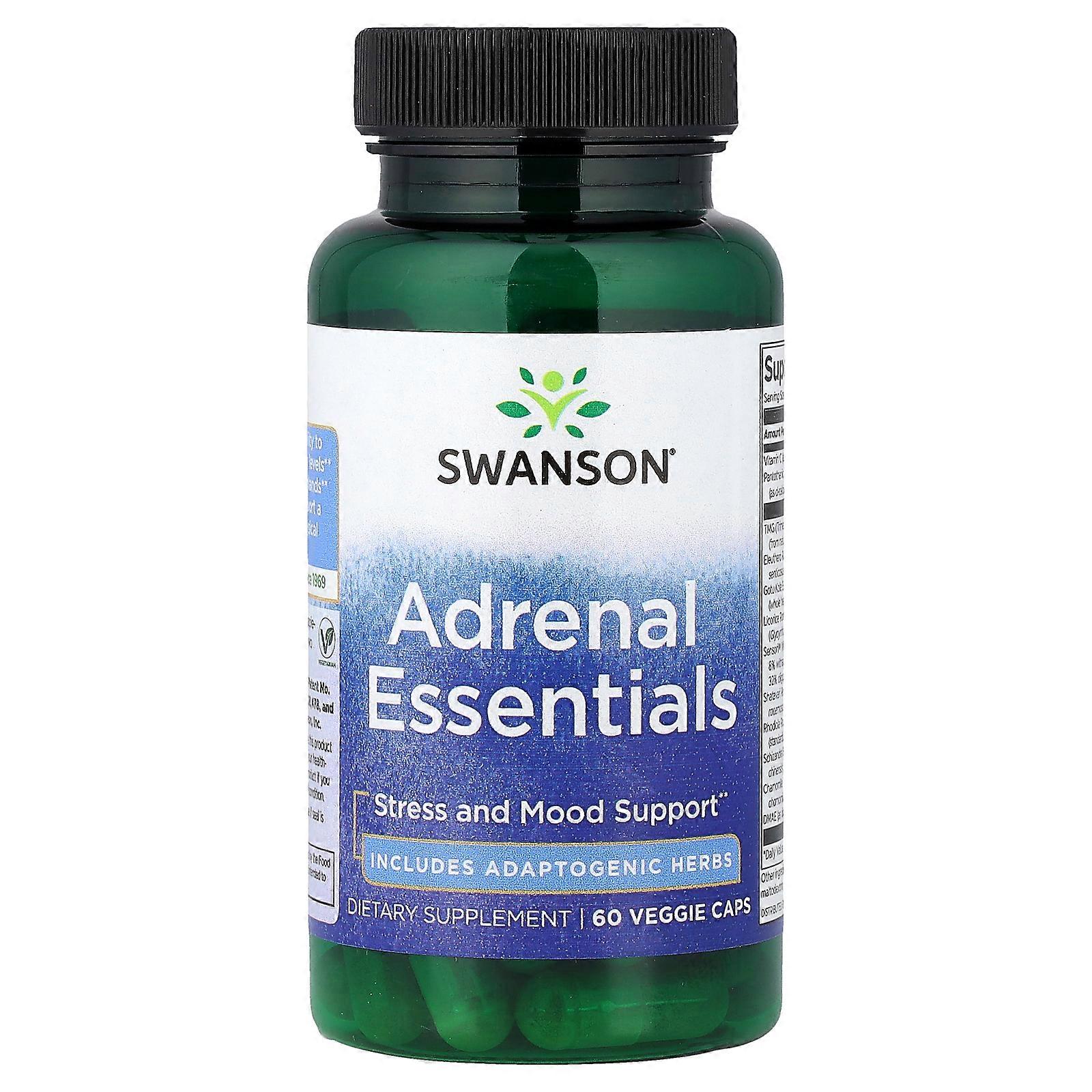 2 x Swanson, Adrenal Essentials, 60 Veggie Caps