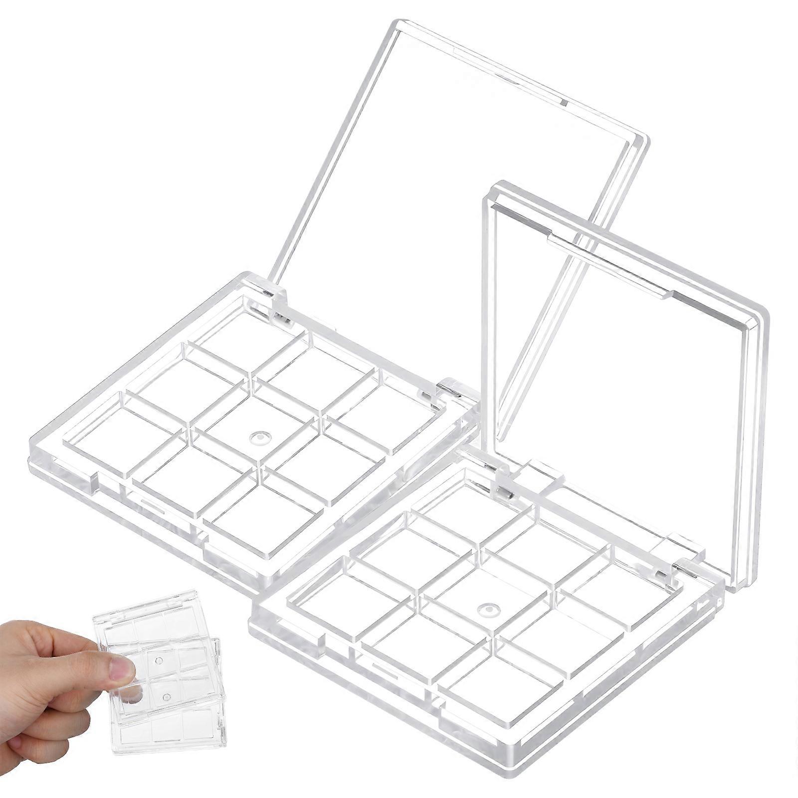 Transparent Empty Eyeshadow Box Stylish Storage for 2Pcs Compact Highlighter Cases