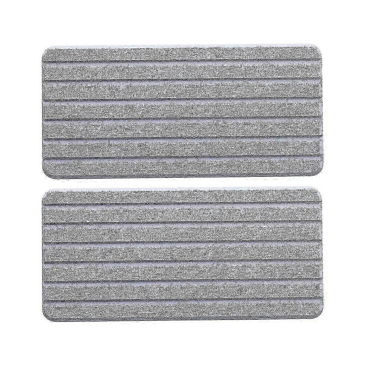 2 Pcs Diatomite Coasters Rectangle Water Absorbent Stone Gray Grooved