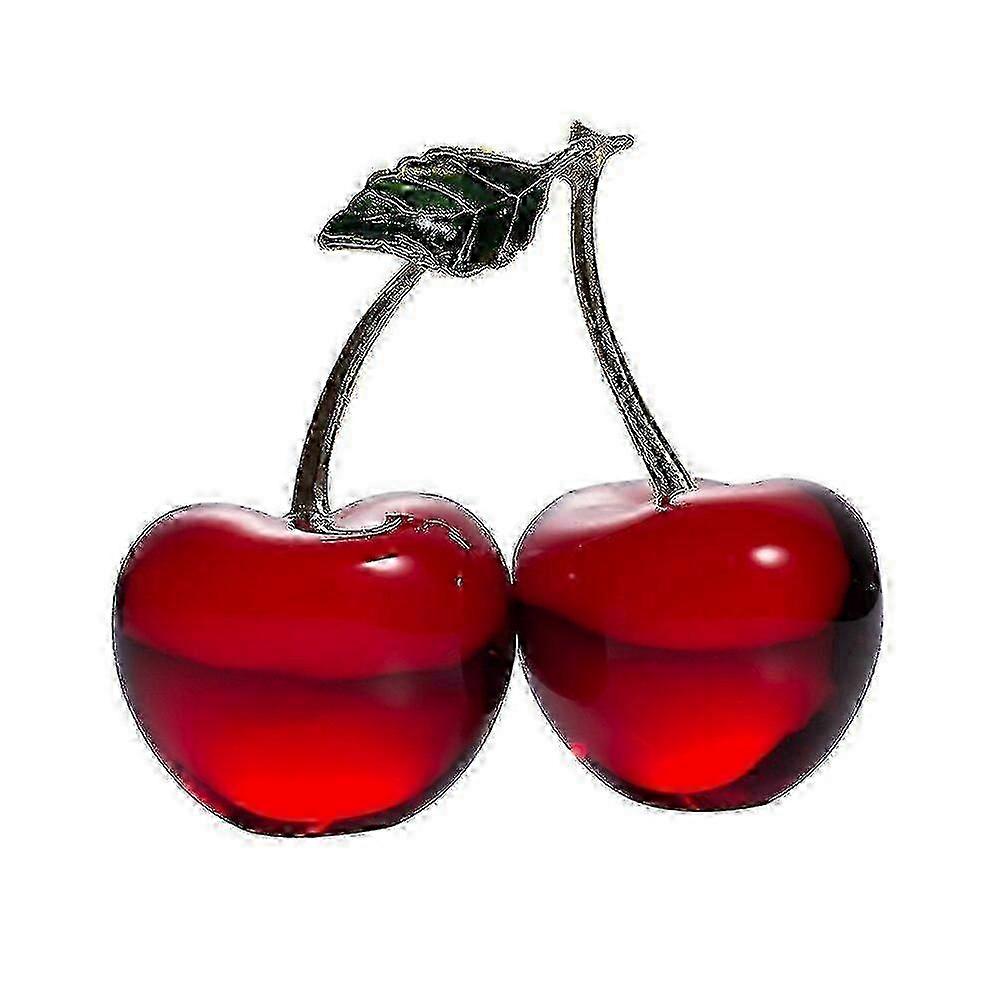 Red Cherry Glass Paperweight Ornament