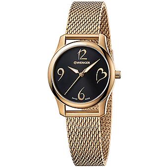 Wenger dame de la ville Swiss Quartz Analog Woman Watch avec bracelet en acier inoxydable Gold-Plated 01.1421.110