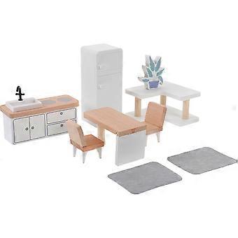 Decorative Miniature Furniture Doll House Furniture Wood for Home Use 4Sets