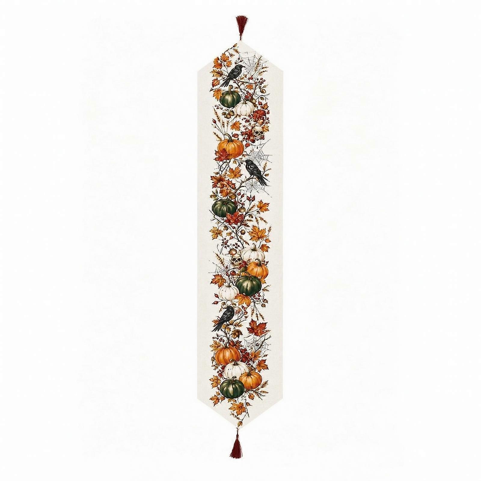 Printed Table Runner with Tassels | Tasseled, for Entryway