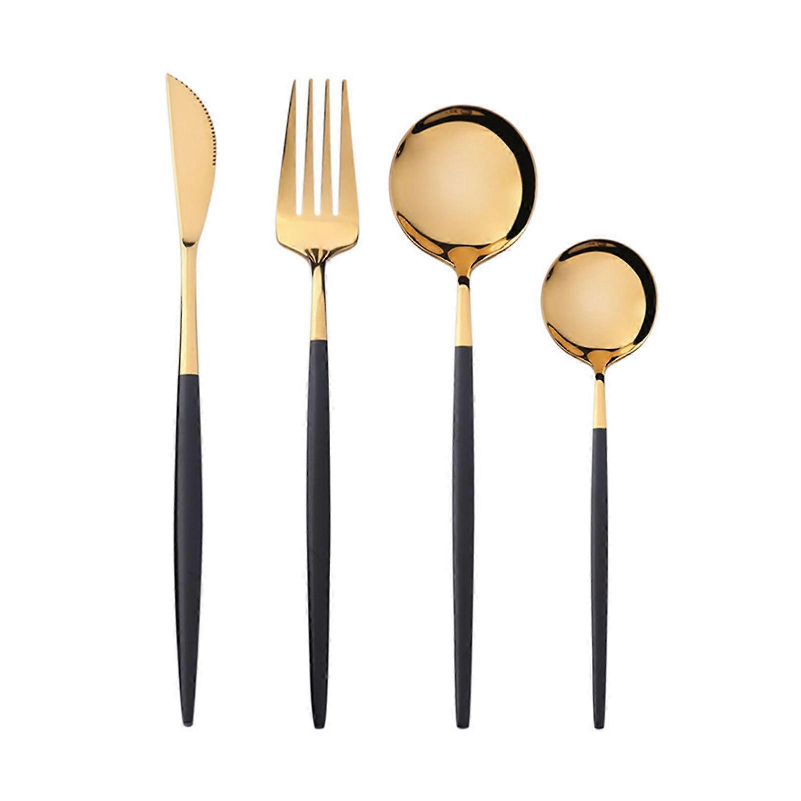 Black Gold Stainless Steel Tableware Set