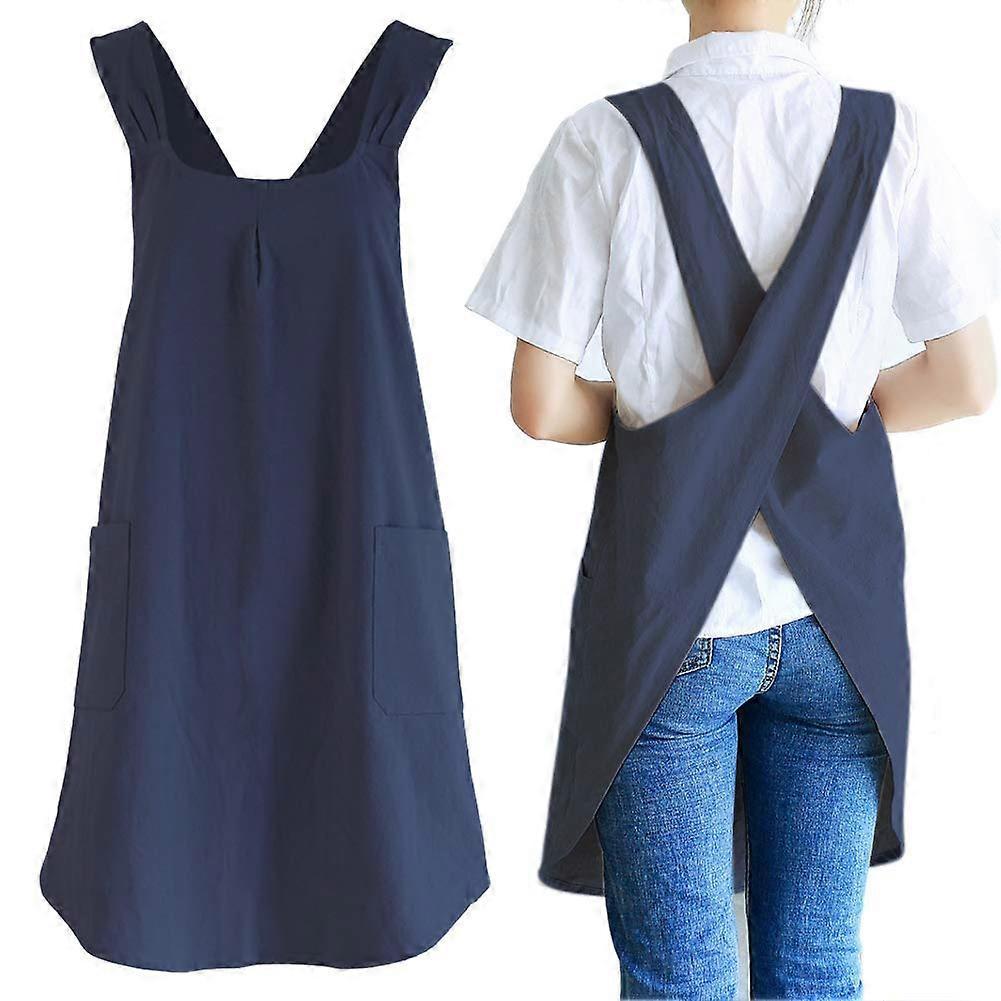 Soft CottonLinen CrossBack Kitchen Apron