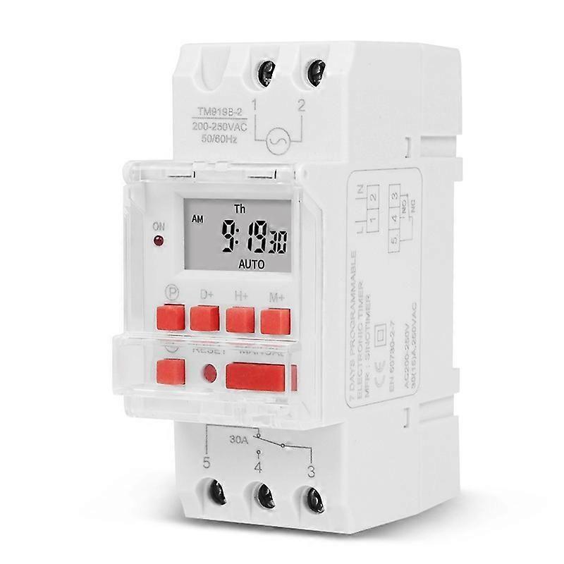 TM919B 220V 30A Programmable Digital Timer Switch DIN Automatic Timing Controller for Lights,Fans