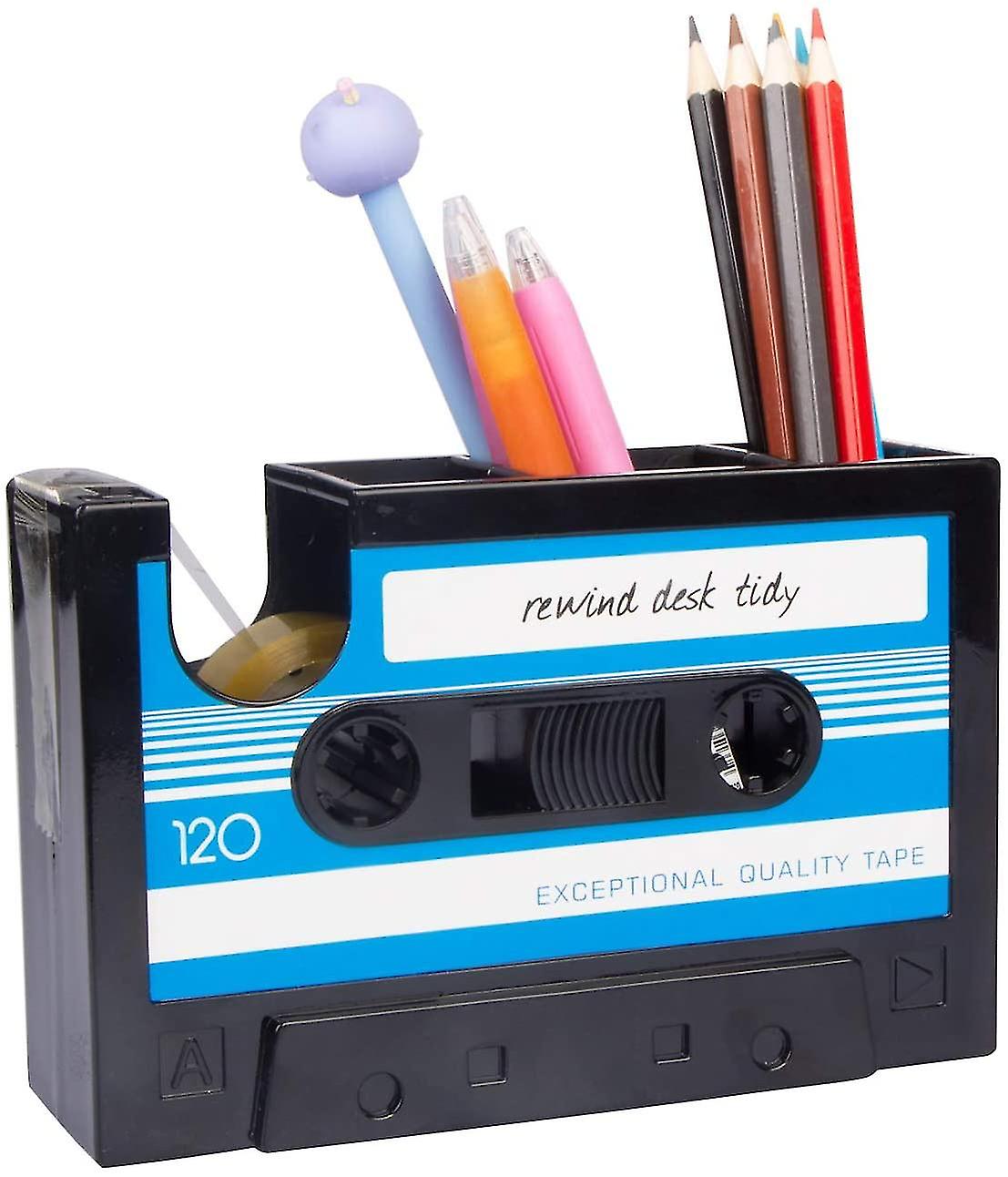 Creative Tape Pen Holder, Retro Cassette Tape Dispenser, Stationery Desk Tidy Container