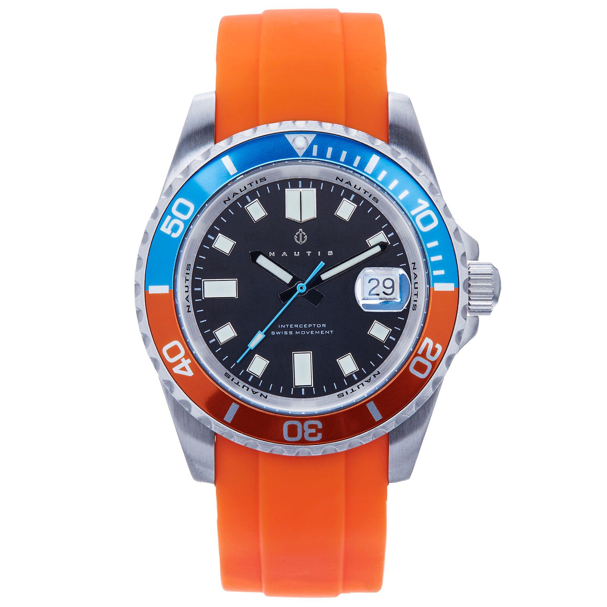 Nautis Interceptor Box Set with Interchangable Bands and Date Display - Orange
