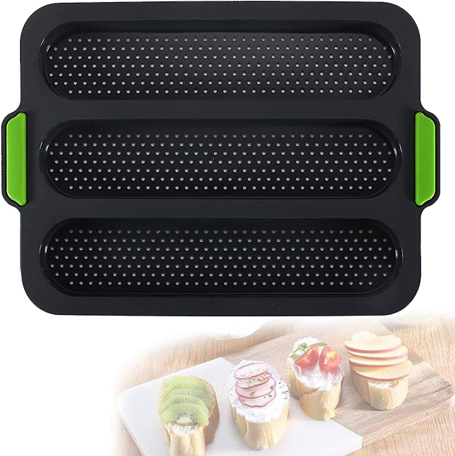 Silicone Baguette Pan,nonstick 3 Wave Loaves French Toast Bread Bak...