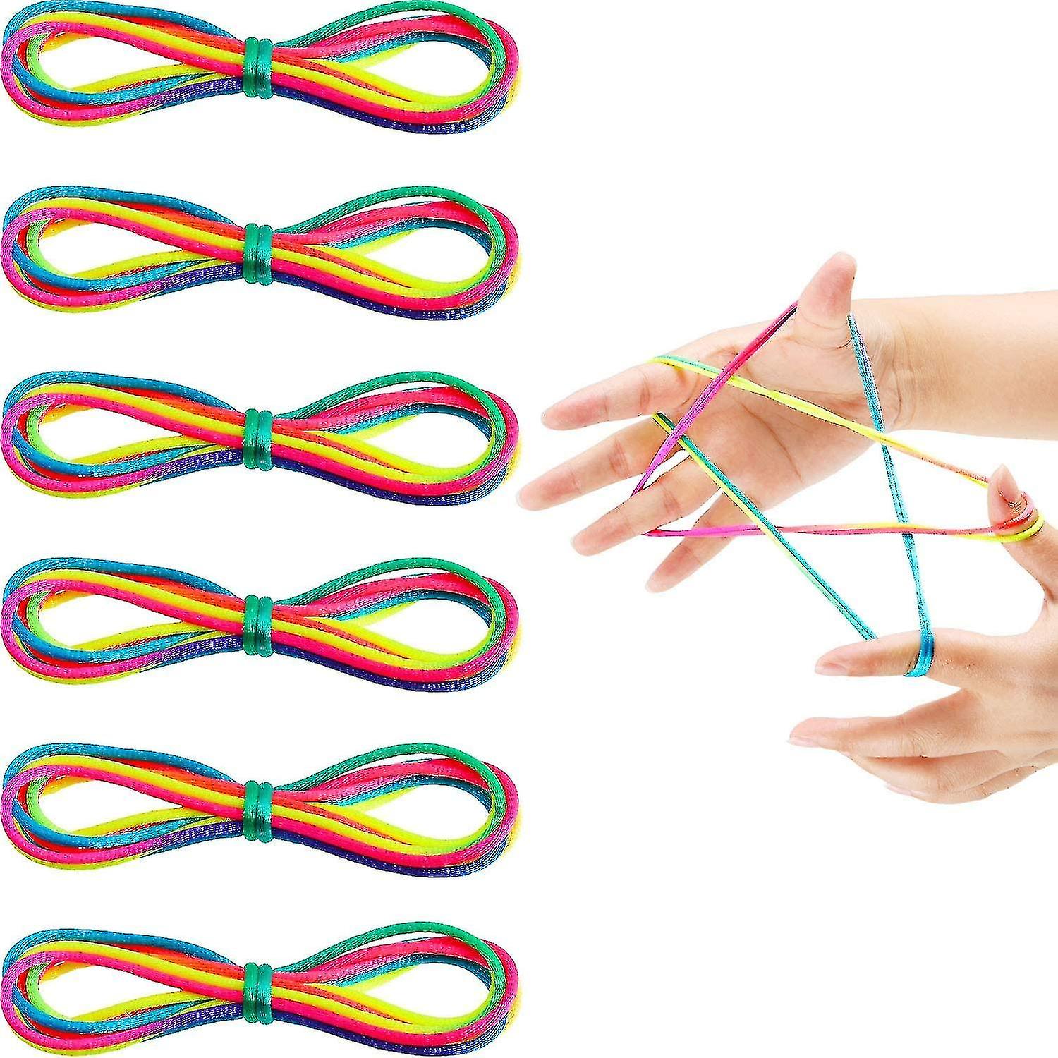 6pcs מיתרי עריסת חתול מחרוזת אצבעות צעצועים אספקה 165 ס"מ מיתרים מחזור