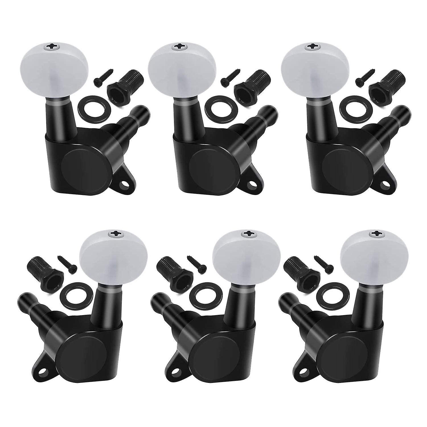 thumbnail image 1 of Afinadores 3r3l clavijas de afinación de guitarra cabezas de máquina de bloqueo de cuerdas selladas con botón blanco perla para elegir, 1 of 5