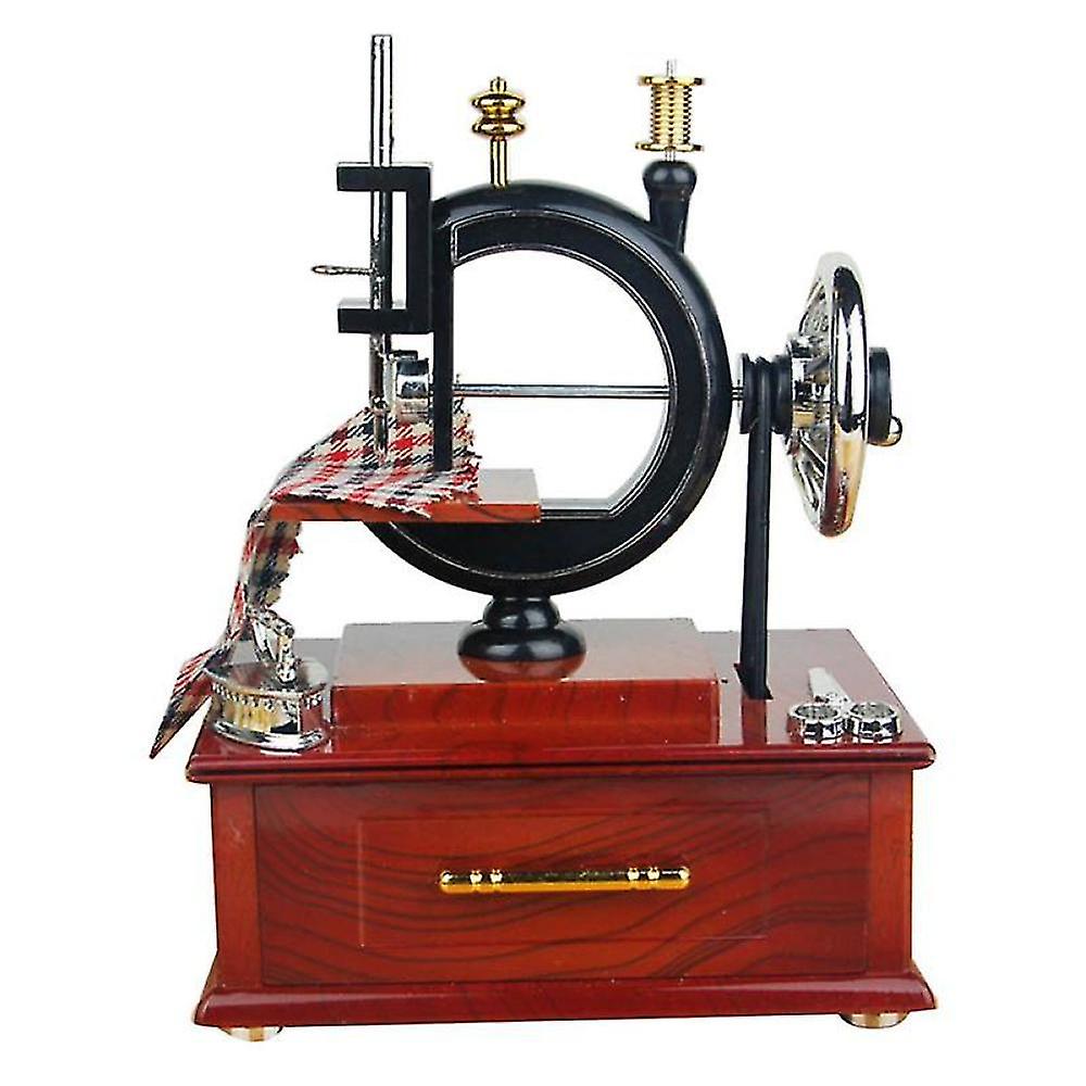 Retro Hand-cranked Sewing Machine Music Box Musical Case