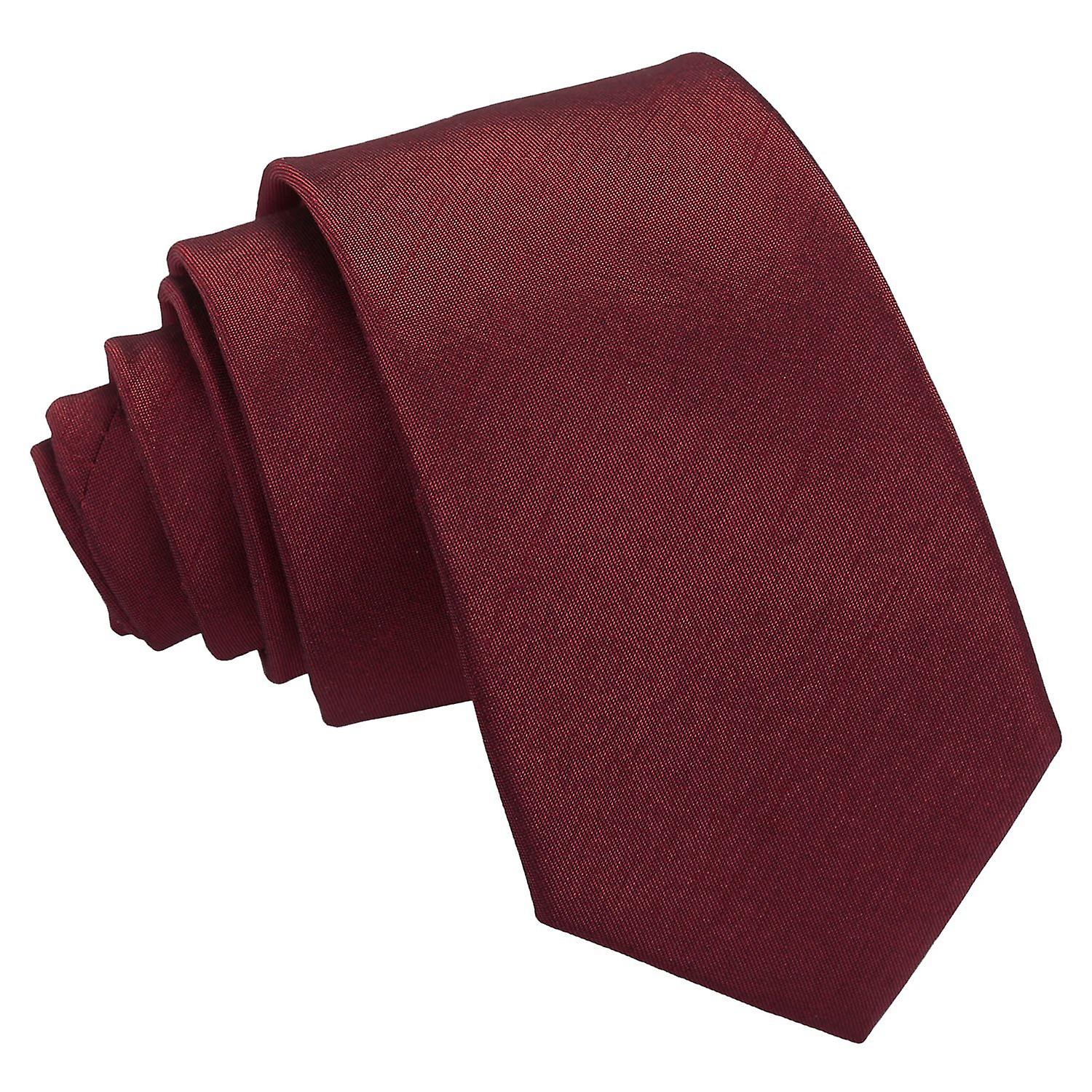 Burgundy Plain Shantung Slim Tie
