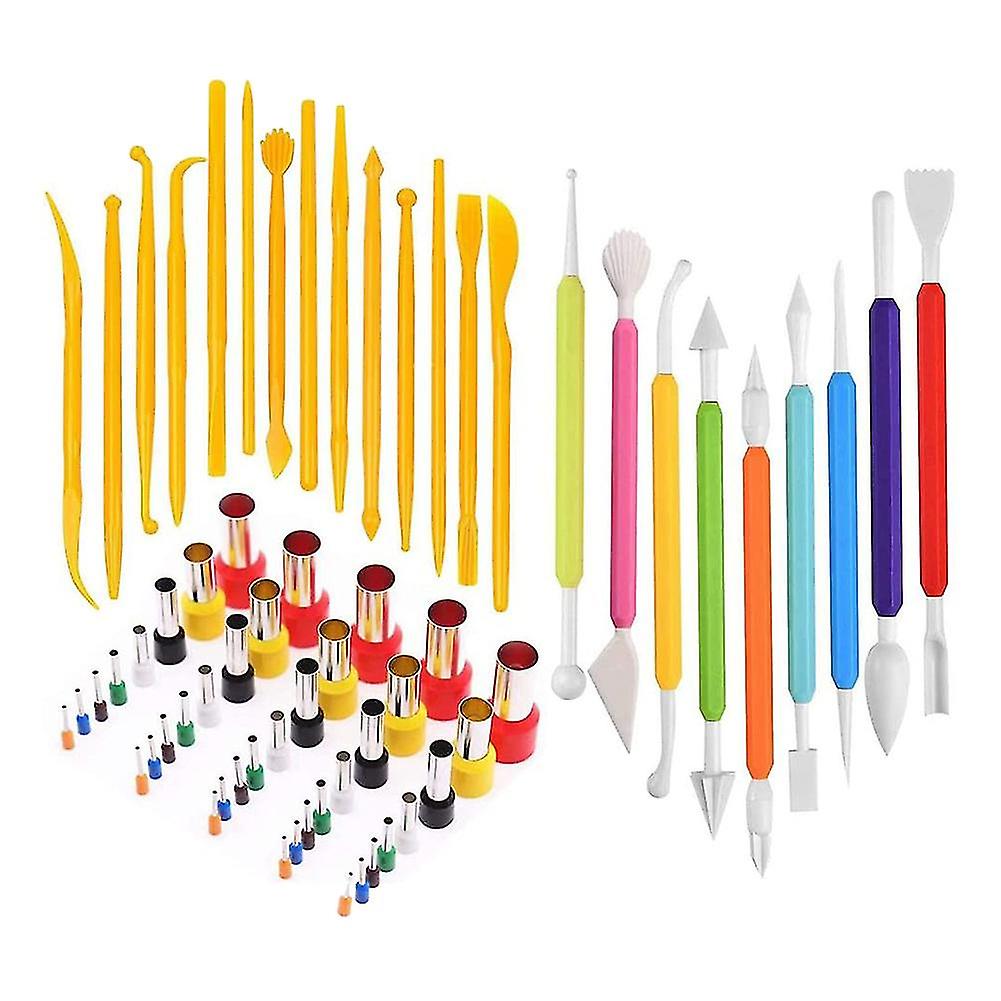 63pcs Polymer Clay Kit 40 Round Shape With Clay Modeling Tools For Shaping Sculpting Pottery Crafts