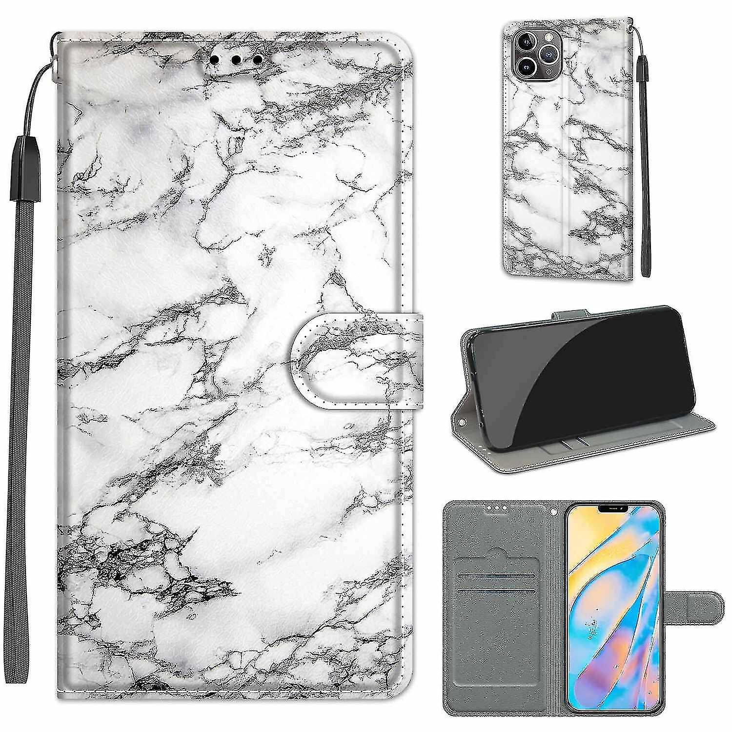 Compatible With Iphone 12 Pro White Marble Magnetic Mobile Case