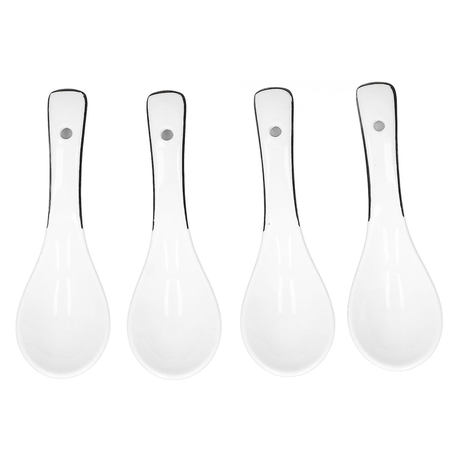 4PCS White Ceramic Coffee Dessert Spoons 14x4.4cm Tableware Set