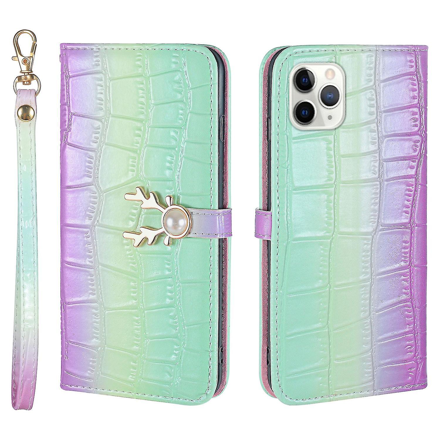 Elk Pattern Phone Case For Iphone 11 Pro Max With Card Holder, Lanyard, Pu Leather Material, Wallet Function, Corner Fall Protection