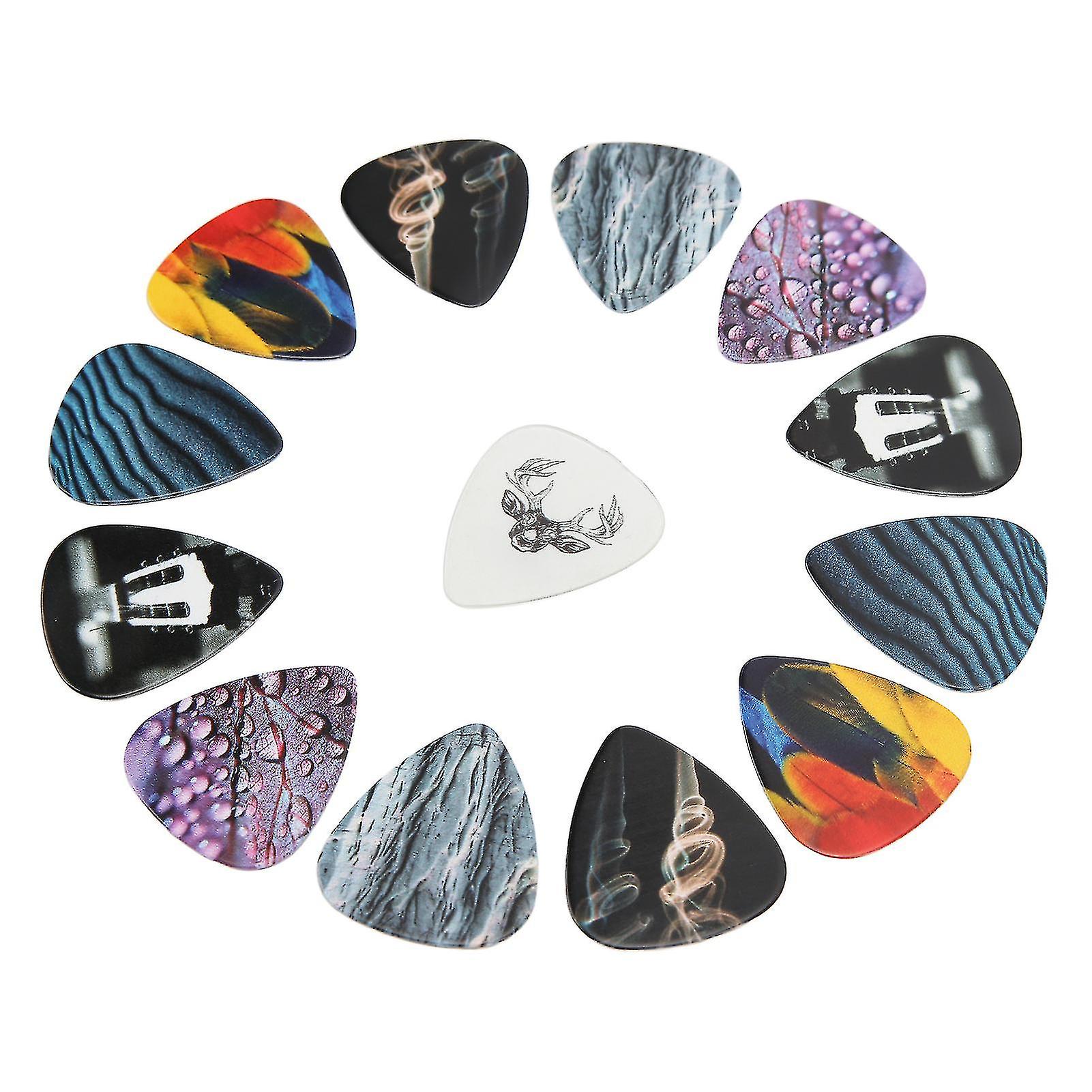 13 Pcs Medium Celluloid Guitar Picks with Storage Box Accessories